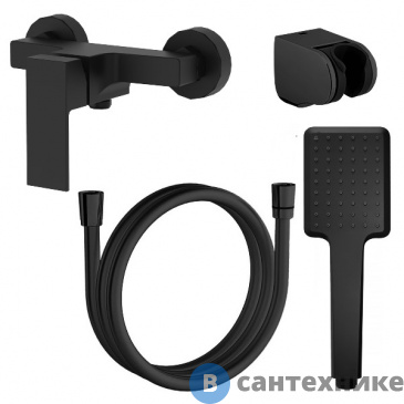 картинка Смеситель AZARIO EDDIE AZ-WQY338207PA для душа с полным душевым набором, черный