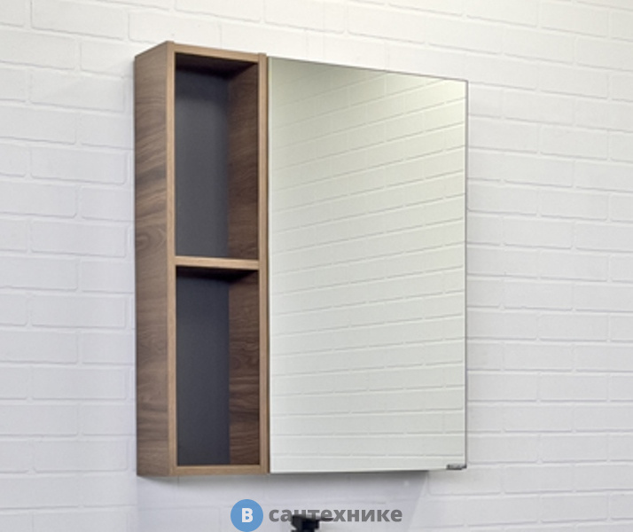 Зеркало-шкаф Comforty Соло-70 дуб тёмно-коричневый