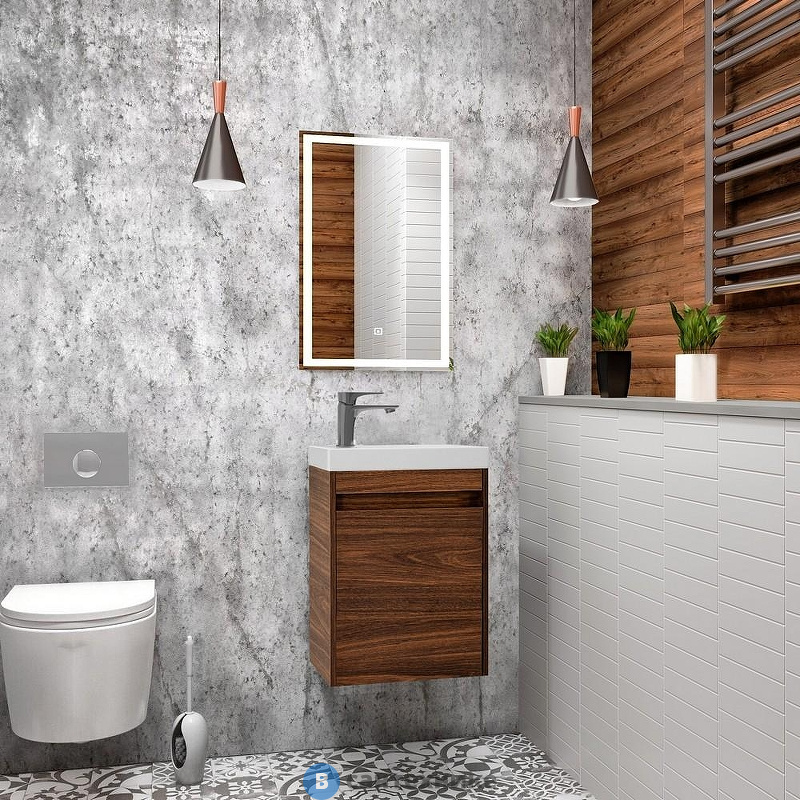 Тумба под раковину Art & MAX FAMILY-M подвесная с одной распашной дверцей, Bourbon Oak, 400x220x500, Family-M-400-1D-SO-BO