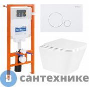 Комплект BelBagno 3 в 1 BB3103CHR/SC/BB002-80/BB014-SR-BIANCO (унитаз подвесной с сиденьем BelBagno DUE BB3103CHR/SC + система инсталляции для унитазов BelBagno BB002-80 с кнопкой смыва BB014-SR-BI)