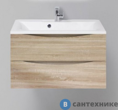 картинка Тумба под раковину BelBagno 80 см MARINO-800-2C-SO-WO-P подвесная с двумя выкатными ящиками, Rovere Bianco