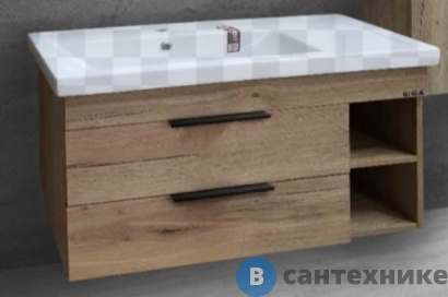картинка Тумба под раковину Grossman ФОРТА-80 с 2-я ящ. дуб галифакс подвесная (ум.Фостер-80 Пр.)