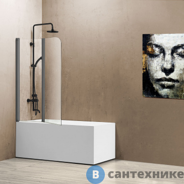 картинка Душевая шторка на ванну Vincea VSB-12114CLGM, 1140*1400, вороненая сталь, стекло прозрачное