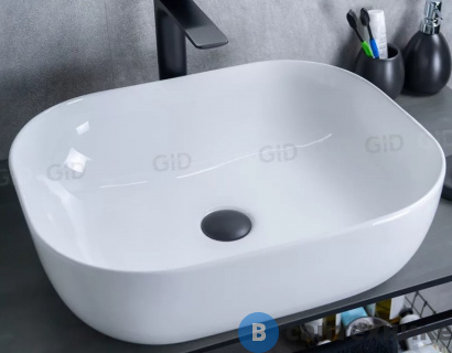 картинка Раковина накладная GID-ceramic D1302 белый (500х400х140)