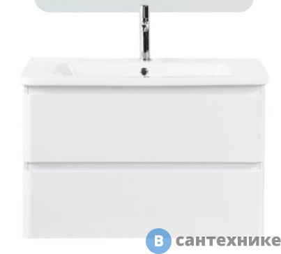 картинка Тумба под раковину BelBagno ALBANO-CER ALBANO-CER-800-2C-SO-BL подвесная с двумя выкатными ящиками, Bianco Lucido, 770x444x500