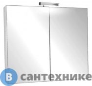 Аптечка зеркальная Jacob Delafon PRESQU`ILE EB928-J5 галогеновый светильник, 2 зерк.дверцы, 2 стекл.полочки, розетка с выключателем /80х65х15,5/ (лак бел)