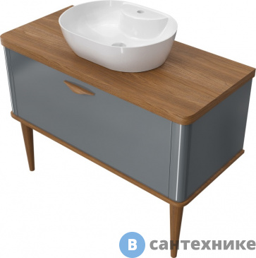 картинка Тумба с раковиной VOQ Maestro 100 anthracite&natural walnut (554507)