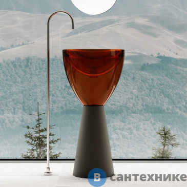 картинка Раковина ABBER Kristall AT2703Black-Opal отдельностоящая прозрачная черный/коричневый