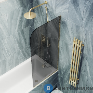 картинка Шторка для ванны в профиле MaybahGlass 1400*540 Стекло 6 мм Графит (MGV-140-3у)