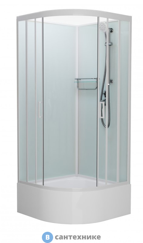 Душевая кабина Frank F409/2 М White высокий поддон б/к (без крыши) матовое стекло