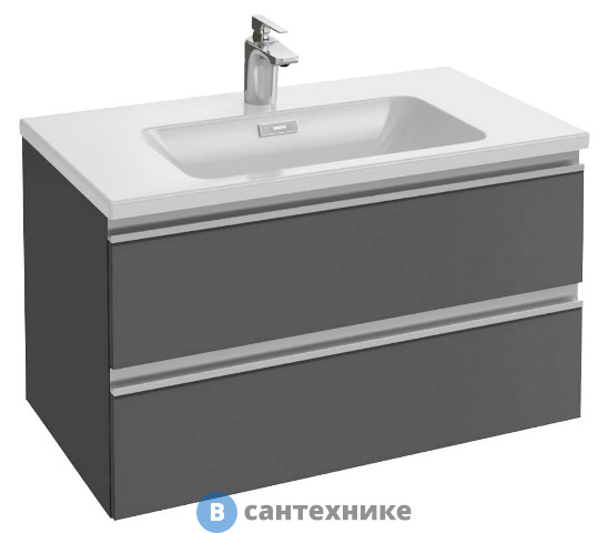Тумба под раковину Jacob Delafon VOX EB2028-RA-442 с 2 выдв. ящ., серый антрацит лак (80x46x45)