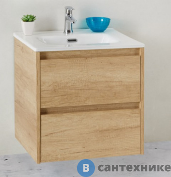 картинка Тумба под раковину BelBagno 61 см KRAFT 39-600/390-2C-SO-RNN подвесная с двумя выкатными ящиками, Rovere Nebrasca Nature
