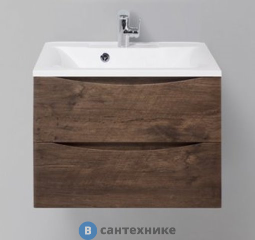 Тумба под раковину BelBagno MARINO-650-2C-SO-RW-P подвесная с двумя выкатными ящиками, Rovere Moro