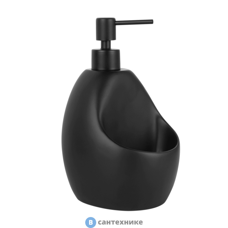 Дозатор WasserKRAFT K-8099 black с емкостью для губки