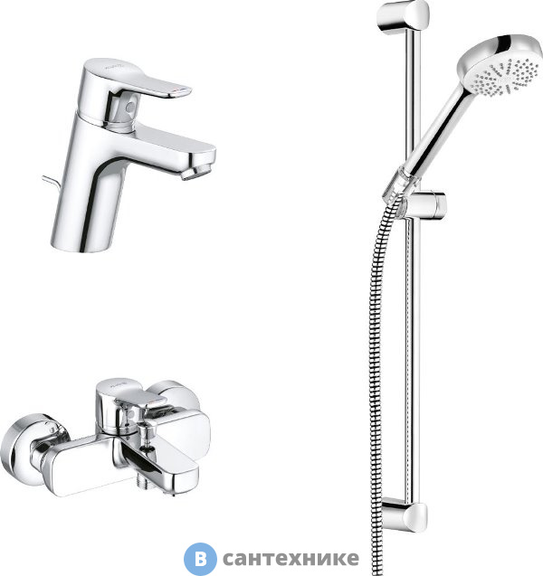 Набор Kludi PURE&EASY 376850565 смесителей для ваннны 3в1, хром