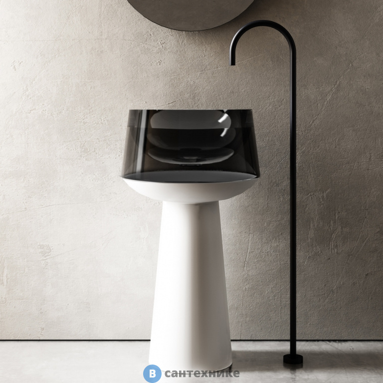 Раковина ABBER Kristall AT2706White-Onyx отдельностоящая прозрачная белый/черный