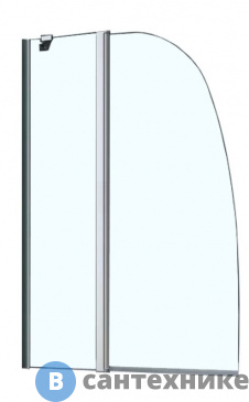 картинка Шторка на ванну AZARIO BOSTON 142 (70+30)*140 хром, 6 мм прозрачное стекло (AZ-142)