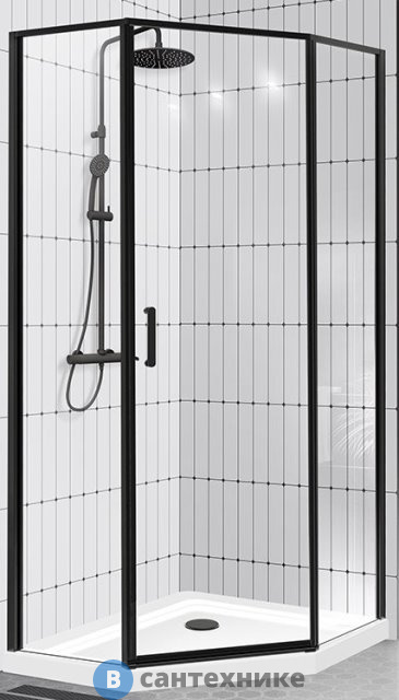 Душевой уголок BelBagno UNO-195-P-1-100-C-NERO без поддона