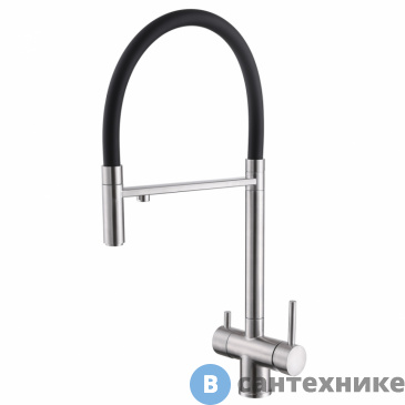 картинка Смеситель ABBER Wasser Kreis AF81141 для кухни с подключением фильтра и выдвижной лейкой, хром