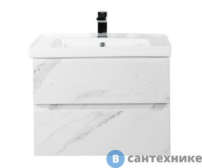 картинка Тумба под раковину Art & MAX TECHNO AM-Techno-700-2C-SO-MR960 подвесная с двумя выкатными ящиками, монти мрамор