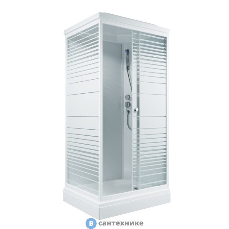 Душевая кабина Тритон Квадро 120*80 А прямоуг. низ. подд., Белый, Полосы, ДН4 (DK264)