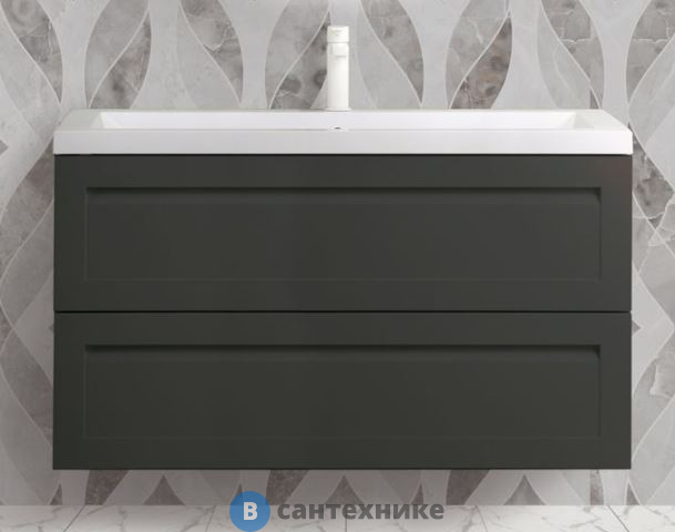 Тумба под раковину Art & MAX PLATINO AM-Platino-1000-2C-SO-GM подвесная с двумя выкатными ящиками, серый матовый