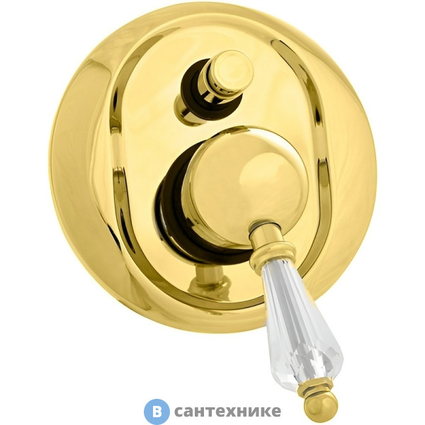 Смеситель Cezares VINTAGE-VDIM-03/24-Sw встраиваемый однорычажный для душа с переключателем, золото, ручка Swarovski