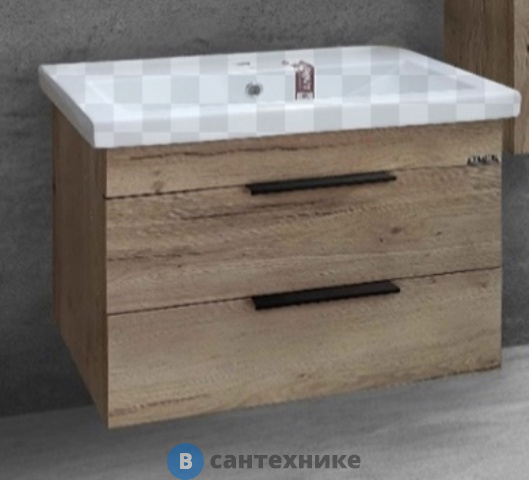 Тумба под раковину Grossman ФОРТА-60 с 2-я ящ. дуб галифакс подвесная (ум.Фостер-60) (106005)