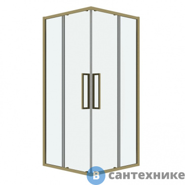 картинка Душевое ограждение Grossman Cosmo 300.K33.02.9090.32.00 (90*90*195) квадрат, раздвижн, золото сатин, стекло прозрачн, без поддона