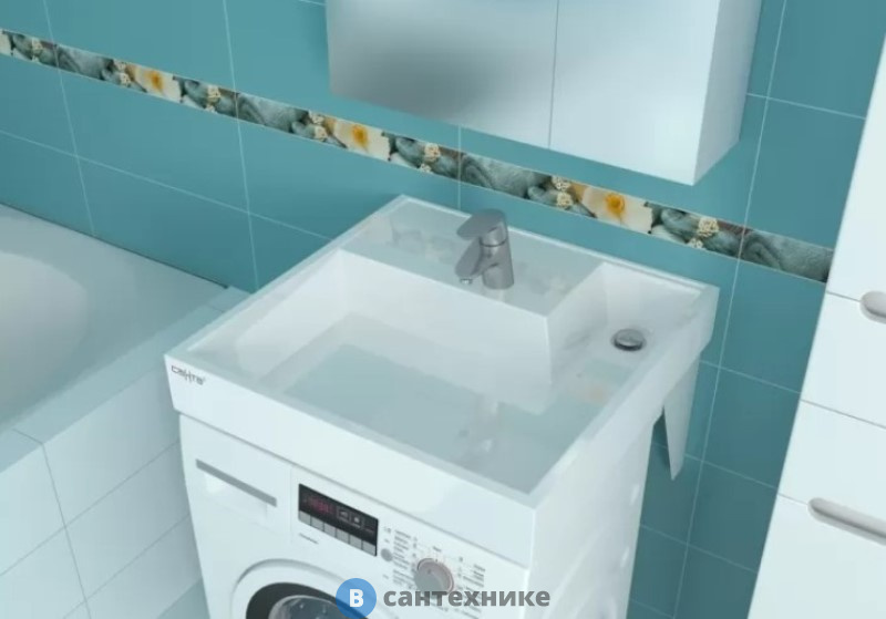 Умывальник СанТа Юпитер 600*90*600 ш/в/гл над стиральной машиной, с кронштейнами (900116)