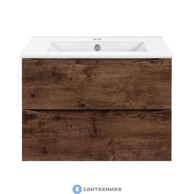 Тумба под раковину Vincea Mia Slim 600 подвесная, 2 выкатных ящика soft close, R.Wood (VMC-2MC600S1RW)