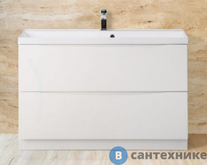 картинка Тумба под раковину BelBagno 90 см MARINO-900-2C-PIA-BL-P напольная с двумя выкатными ящиками Bianco Lucido