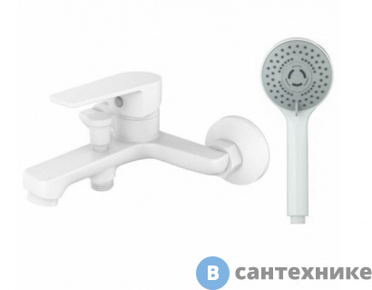 картинка Смеситель Orange Loop M26-100w однозахватный для ванной/душевой с душевыми аксесуарами (шланг, лейка, держатель), никель