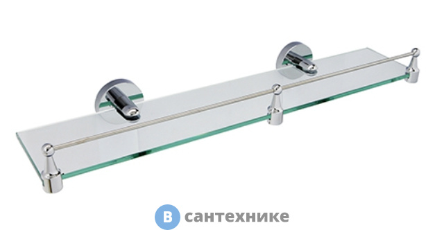 Полка WasserKRAFT Rhein K-6244 стеклянная с бортиком металл, хромоникелевое покрытие, закаленное стекло