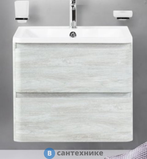 Тумба под раковину BelBagno ALBANO подвесная с двумя выкатными ящиками, Rovere Vintage Bianco, 700x450x500 (ALBANO-700-2C-SO-RVB)