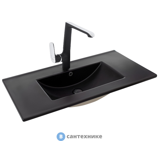 Раковина WELTWASSER DEILBACH 7506- 90 MT- BL врезная (матовая чёрная) /910х470х180/