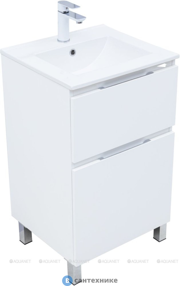 Тумба под раковину Aquanet Алвита New 50 напольная, белый матовый (344131)
