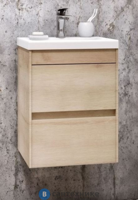 Тумба под раковину Art & MAX FAMILY Family-400-2C-SO-PB подвесная с двумя выкатными ящиками, Pino Bianco, 400x350x550