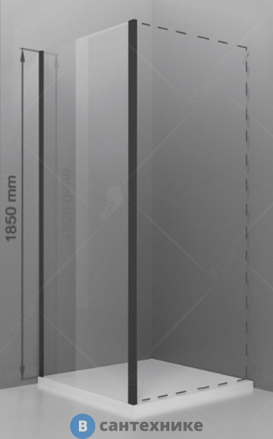 Боковая панель RGW Z-050-1B чёрный/Прозрачное/6 мм 90*185 (352205109-14)