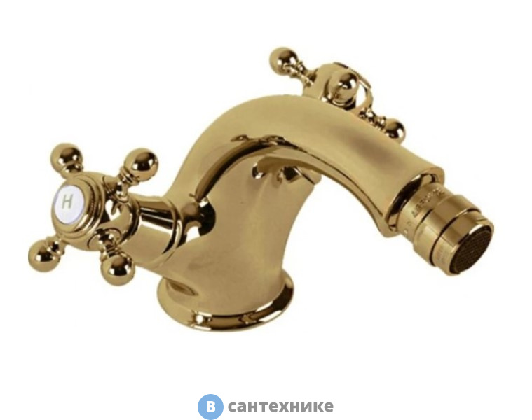 Смеситель Cezares GOLF-BS1-02 на биде с донным клапаном бронза, ручки бронза