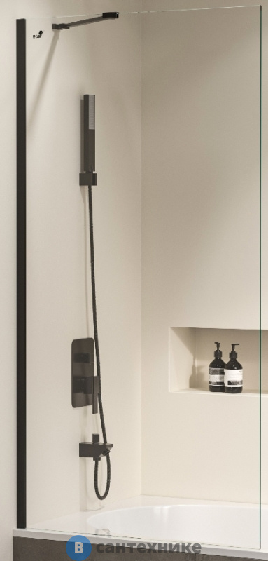 Шторка на ванну RGW SC-151B чёрный/Прозрачное/8 мм 60*150 (351115106-14)