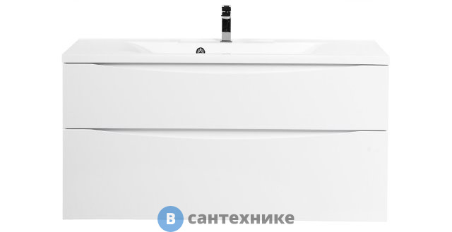 Тумба под раковину BelBagno MARINO-H60 подвесная с двумя выкатными ящиками, Bianco Lucido, 1100x450x600, MARINO-H60-1100-2C-SO-BL-P
