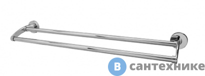 картинка Штанга для полотенец WasserKRAFT Rhein K-6240 двойная металл, хромоникелевое покрытие