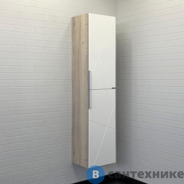 картинка Шкаф-колонна Comforty Мерано-35 белый/дуб дымчатый