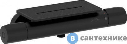 картинка Смеситель Jacob Delafon E21767-BL METRO для душа с термостатом + полка, матовый чёрный