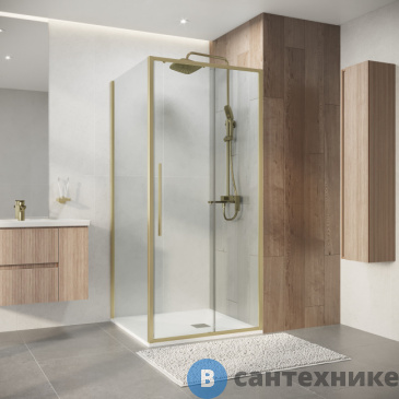 картинка Душевое ограждение Niagara Nova NG-44-9ASG-A100SG-34 (90х100х195) прямоугольник, раздвижная, золото сатин, стекло прозрачное
