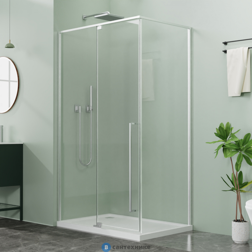 Душевое ограждение Azario MALE SQR-120х80х195-CH-CL, прозрачное стекло 6 мм, профиль хром (AZ-J50-12080-CH-CL)