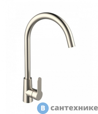 картинка Смеситель Agger Splendid A0900133 однозахватный для кухни с С образным поворотным изливом, сталь