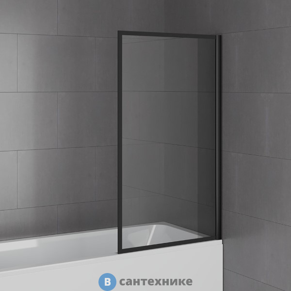 Шторка Paini Paini-ScreenWT70F на ванну Screen 70 см, неподвижная, принт рамка, проф. чёрный