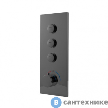 картинка Встраиваемый смеситель Vincea VSCV-433TGM для душа трехфункциональный, термостатический, вороненая сталь